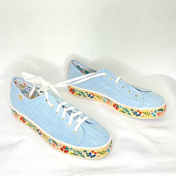 Anthropologie Keds x Rifle Paper Co. Rosalie Embroidered Triple Kick Sneakers 10 - Picture 5 of 14